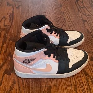 Air Jordan Mid 1 white,black and pink